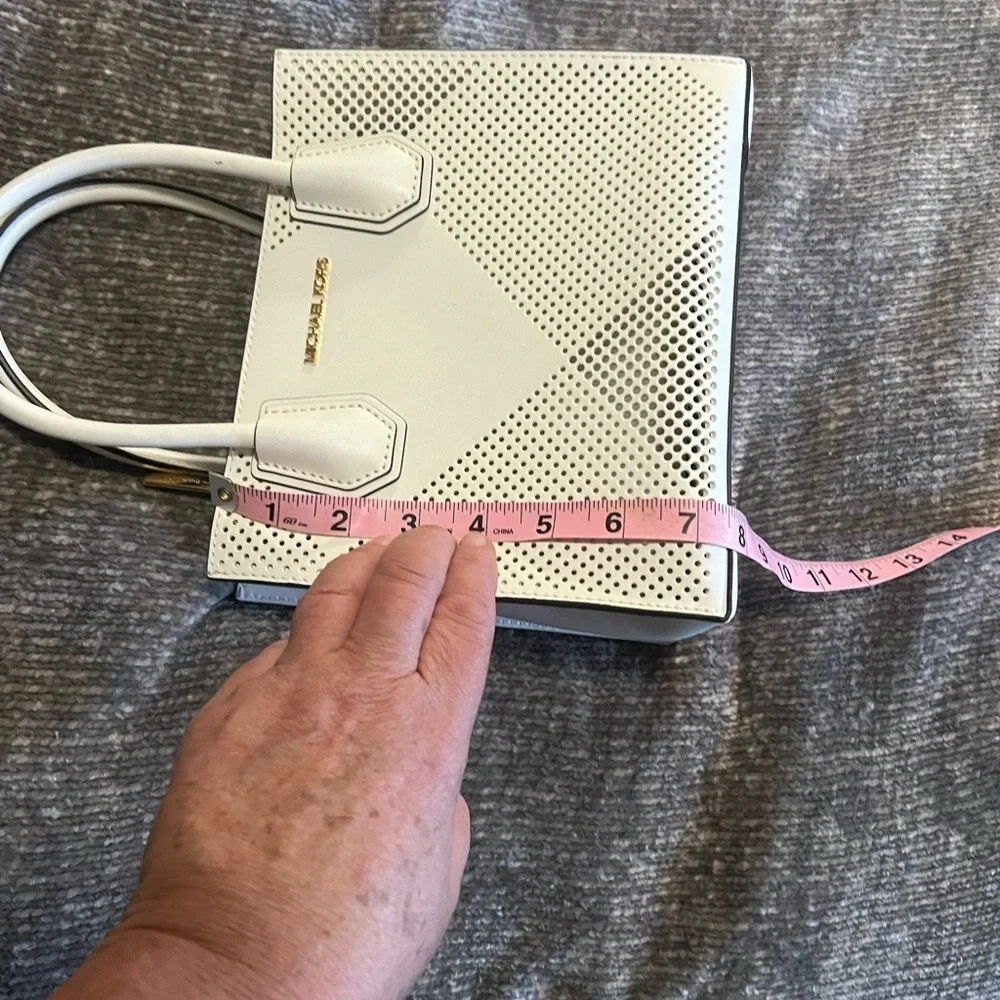 Michael Kors Mercer Medium White Leather Perforated Women's Bag